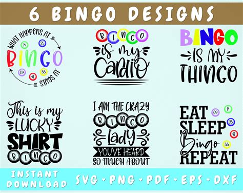 Bingo Svg Bundle 6 Designs Bingo Quotes Svg Bingo Shirt Svg By