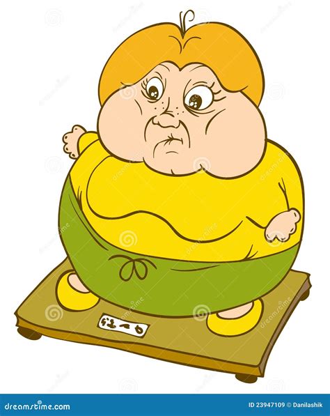 Fat Woman On Scales Stock Vector Image Of Fitness Female