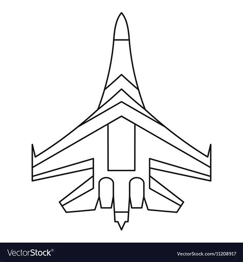 Jet fighter plane icon outline style Royalty Free Vector