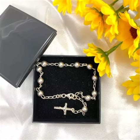 Promoção Pulseira Terço Crucifixo Prata Maciça 925 Parcelamento sem juros