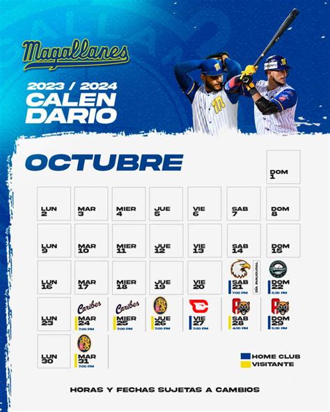 Calendario De Navegantes Del Magallanes Lvbp Fechas Y Horas