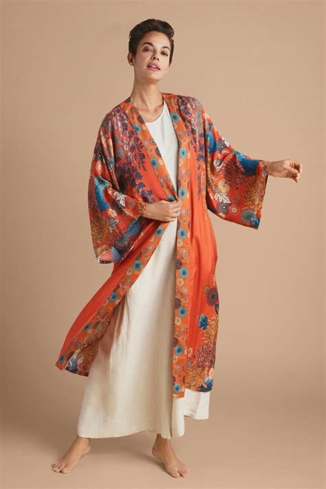 Trailing Wisteria Kimono Gown Terracotta Kimonos Powder Design