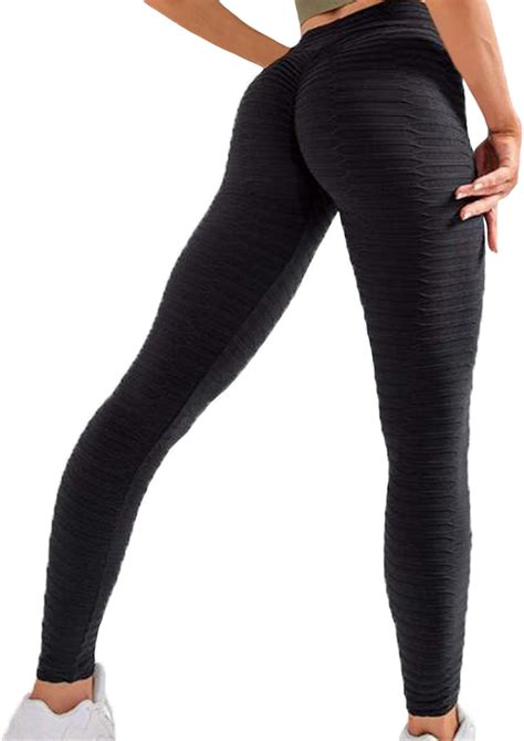 Fittoo Womens Butt Scrunch Yoga Pants Ruched High Waist Workout Leggings Textured Push Up Tights