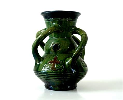 Art Nouveau Belgian Pottery Majolica Vase Art Nouveau Vase