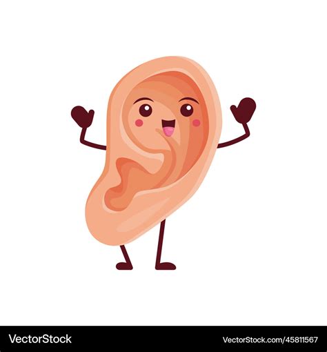 Cartoon funny ear human body organ character Vector Image