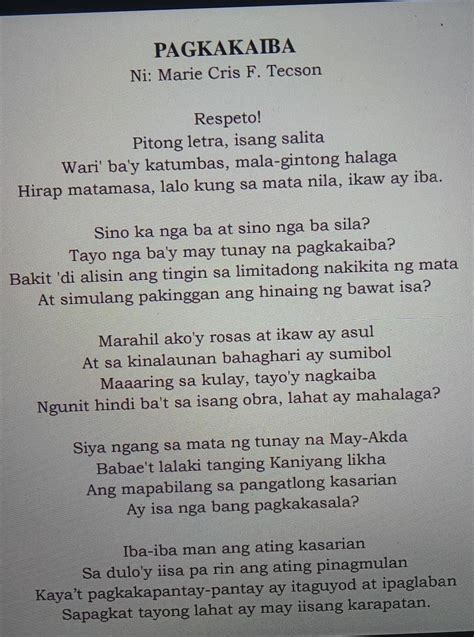 Pamprosesong Tanong 1 Ano Ang Ipinahihiwatig Ng Tula2 Anong Damdamin Ang Namayani Sa Iyo