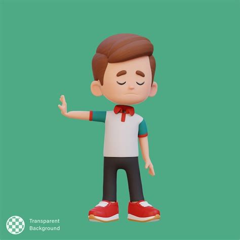 Pose de rejeição de personagens de crianças bonitas em 3d PSD Premium