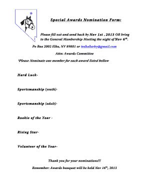 Fillable Online Nenha Special Awards Nomination Form Docx Fax Email