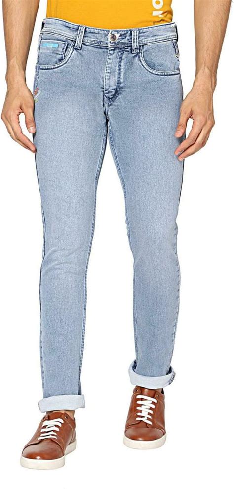 Buy Tci Men Light Blue Solid Cotton Blend Jeans Size Online At