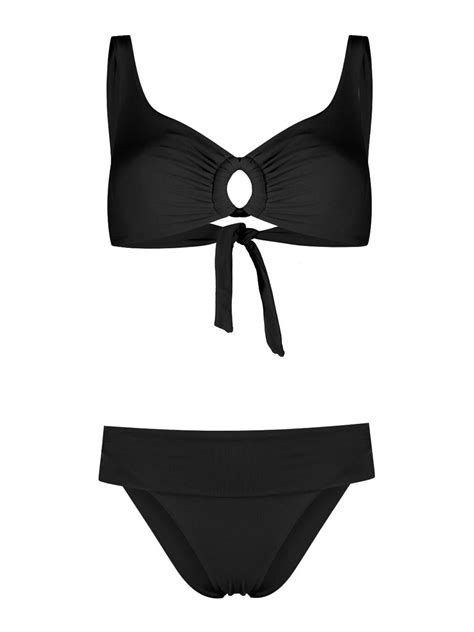 Fisico Cristina Ferrari Brassiere Bikini With Ring In Black ModeSens