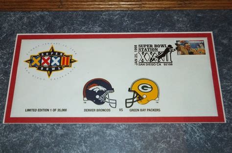 Super Bowl Xxxii Packers Broncos Postal Service Limited Edition Framed Envelope Ebay