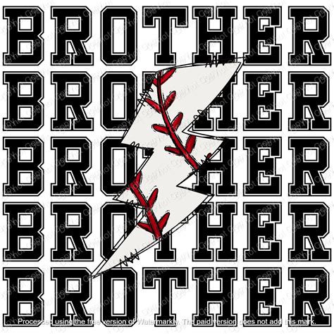Baseball Brother Lightning Stacked Transfer Print