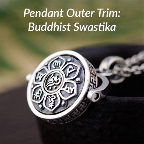 Silver Buddhist Sutra Rotating Pendant Solid Silver Jewelry Buddhist