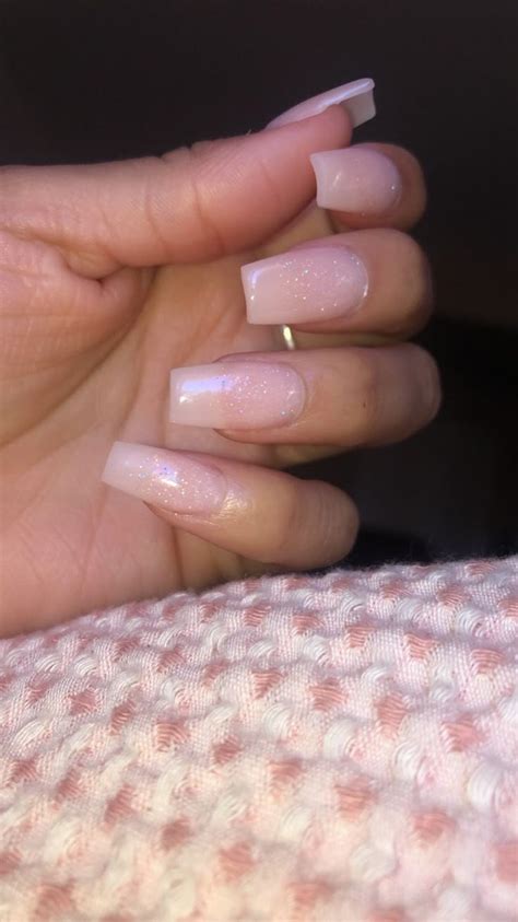 Clear Nude With Glitter Nails Acrylic Nails Nude Clear Glitter Nails