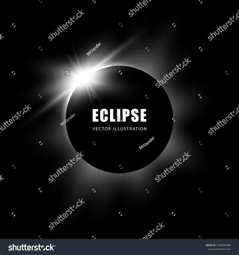 Solar Eclipse Black White Background Vector เวกเตอร์สต็อก ปลอดค่า