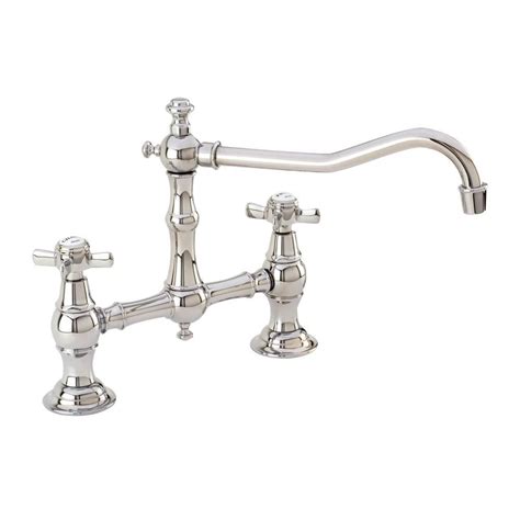 Newport Brass 12 In 2 Handle Mid Arc Bridge Kitchen Faucet In Polished Chrome 945 26 The Home