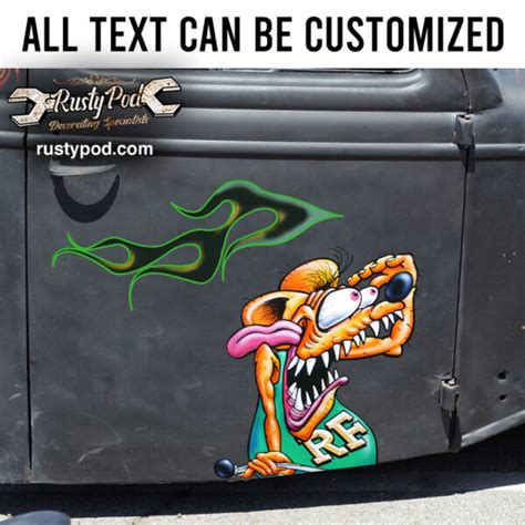 Rat Fink And Flame Hot Rod Door Art Sticker Rustypod Store