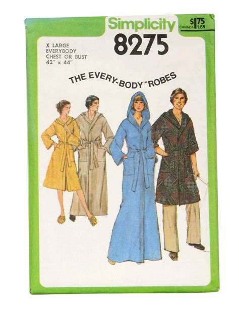 Seventies Vintage Sewing Pattern 70s Simplicity 8275 Unisex Sewing