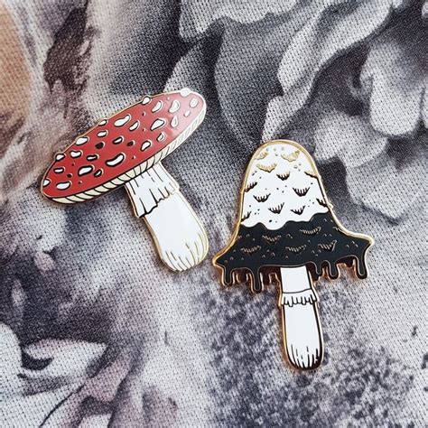 Mushroom Enamel Pin Duo Enamel Pins Cute Pins Pin And Patches