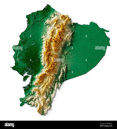 Ecuador Detailed 3d Rendering Of A Shaded Relief Map With Rivers And