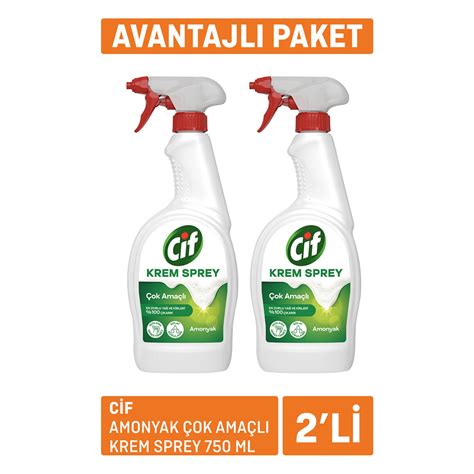 Cif Amonyak Çok Amaçlı Krem Sprey 2x750 Ml Migros