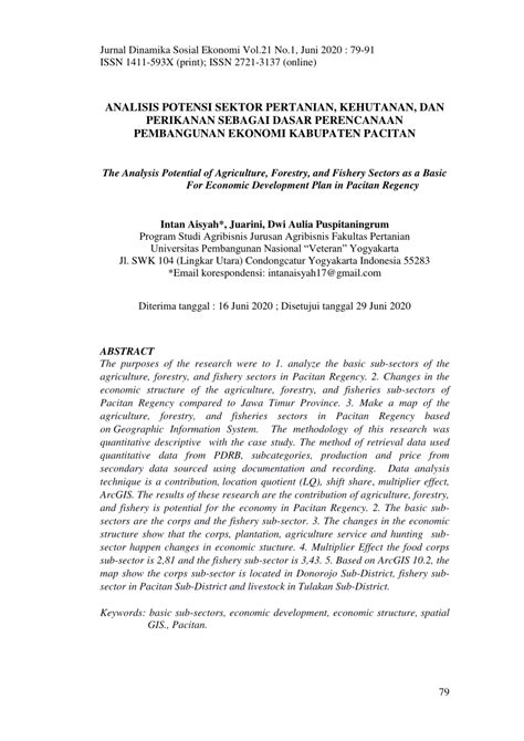 Pdf Analisis Potensi Sektor Pertanian Kehutanan Dan Perikanan