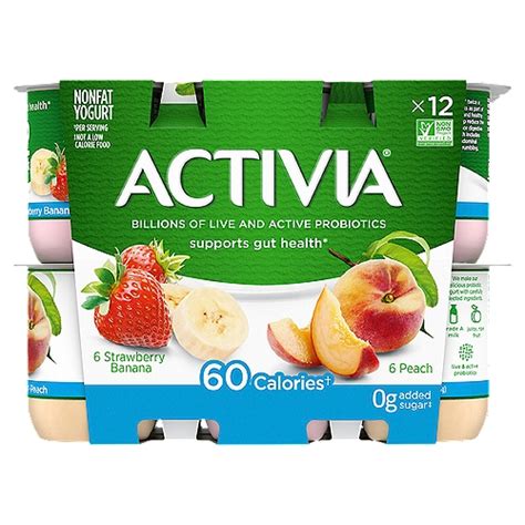 Activia Strawberry Banana and Peach, Nonfat Yogurt