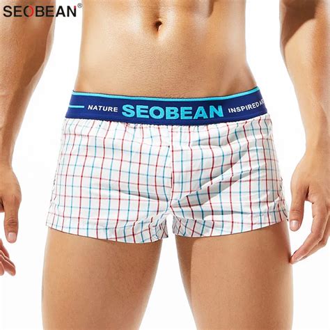 SEOBEAN Men S Underwear Boxers Multicolor Plaid Cotton Men Boxer Shorts