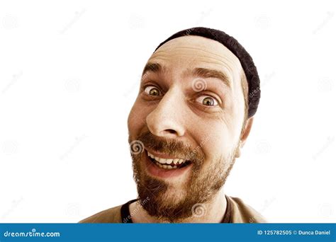 Funny Face of Joyful Weird Man Isolated on White Stock Image - Image of play, nerd: 125782505