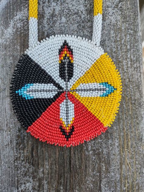 Medicine Wheel Necklace In 2024 Seed Bead Jewelry Patterns Native Beading Patterns Native