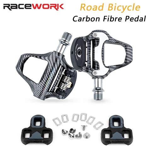 Racework Road Bicycle Carbon Fibre Pedal Ultra Light Double Bearings Du