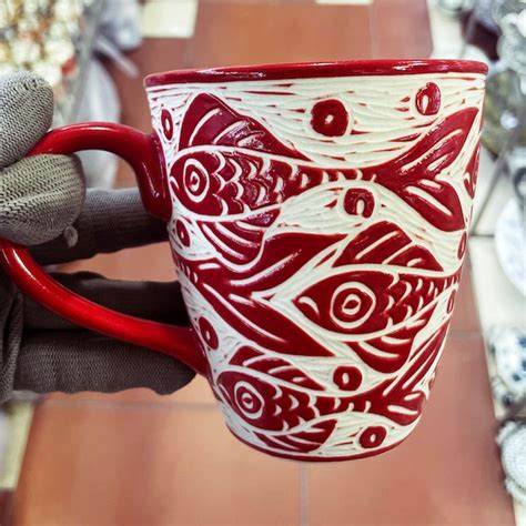 Carved Ceramic Mug Etsy