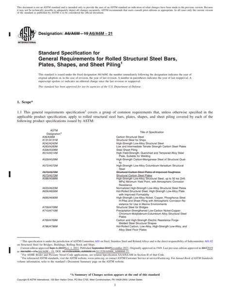 ASTM A6 A6M 21 Standard Specification For General Requirements For