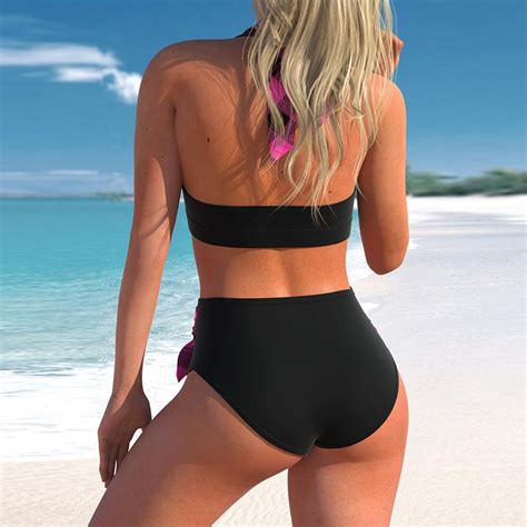 Buy Plus Size Women Sexy High Waist Bikini Two Piece Bandeau Bikinis