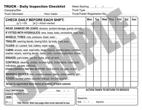 Daily Inspection Pre Start Checklist For Light Vehicles Cars Easyguides