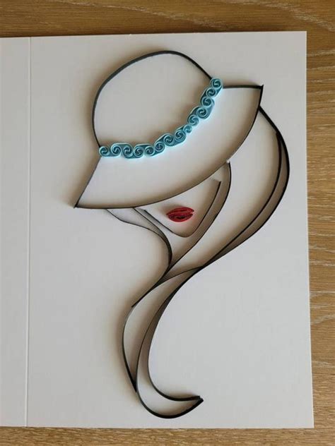 Quilled Lady In A Hat Card Portrait Of A Woman Cards Paper Craft