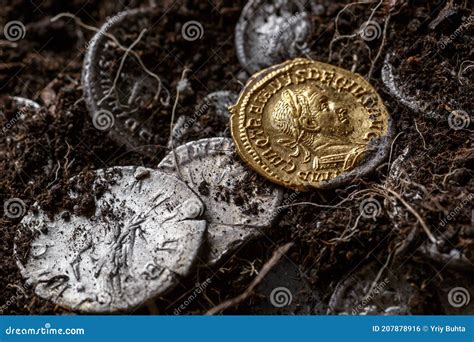 A Treasure Of Roman Gold And Silver Coins Trajan Decius Ad Av