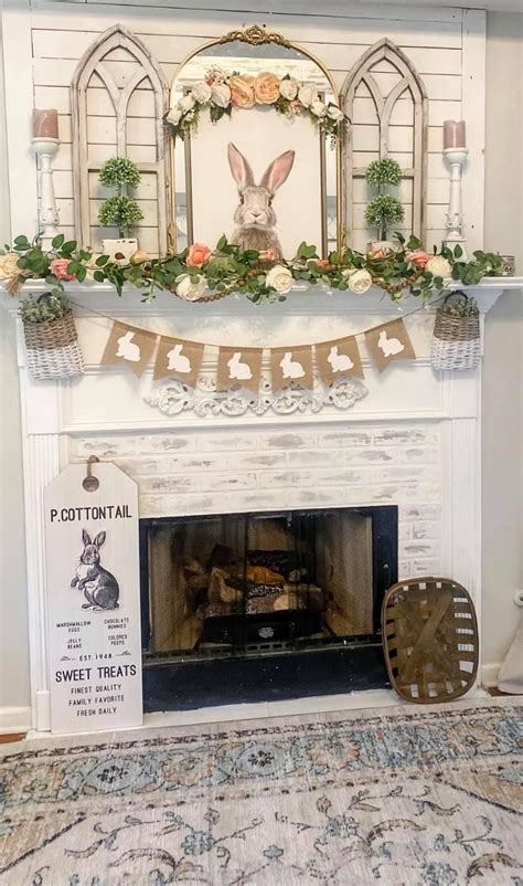 Pin By Sheryl On Mantels Farmhouse Easter Decor Easter Fireplace