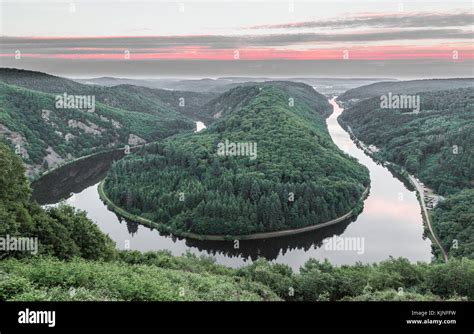 Saar Loop At Sunset Mettlach In Saarland Germany Stock Photo Alamy