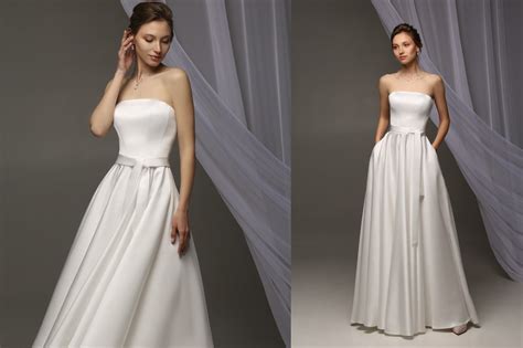 White Satin Maxi Dress Strapless Off The Shoulder With Lace Up Back