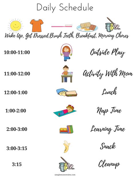 Printable Childrens Daily Schedule Irene Bogdans Toddler Worksheets