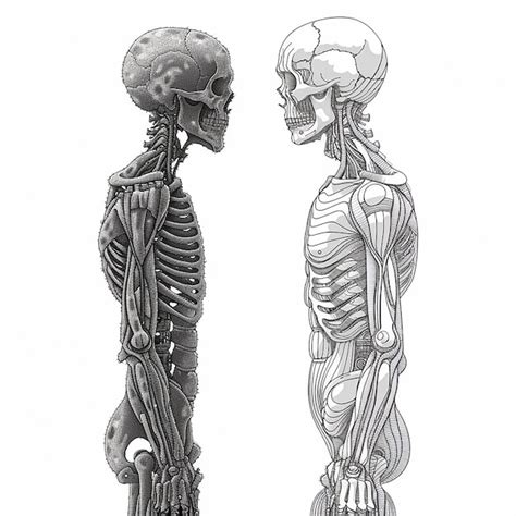 Face To Face With Two Human Skeletons Premium Ai Generated Image