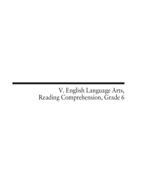 V English Language Arts Reading Comprehension Grade 6