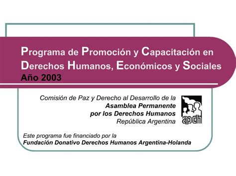 Ppt Programa De Promoci N Y Capacitaci N En Derechos Humanos Econ