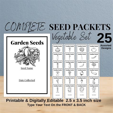 Editable Vegetable Garden Seed Packets Printable SET for - Etsy