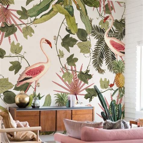 Tropical Wallpaper Botanical Wallpaper Removable Wall Mural Etsy Israel