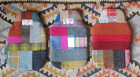 Harris Tweed Patchwork Hot Water Bottle Cover Made In Gb