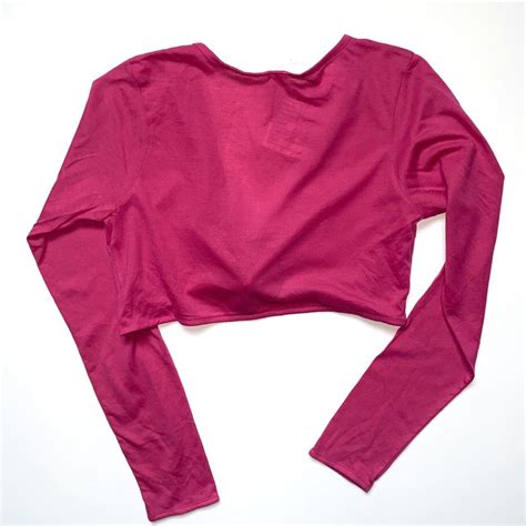Hot Bright Pink Y K S Long Sleeve Tie Up Top Wrap Depop