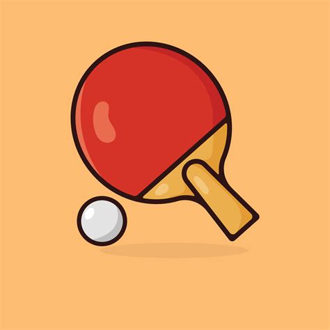 Red Tennis Table Racket And Ball Cartoon Vector Icon Table Tennis