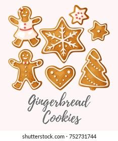 Vector Set Gingerbread Cookies Different Shapes Stock Vector (Royalty ...